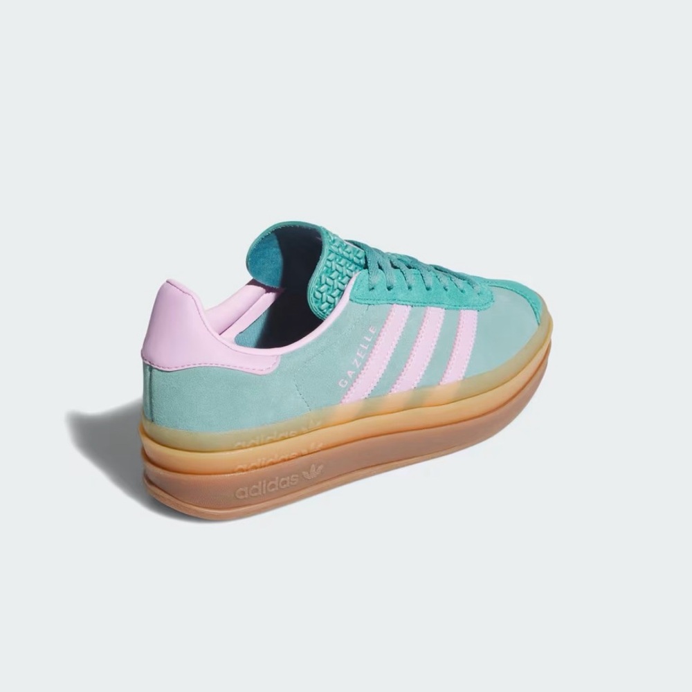 NEW adidas Gazelle Platform Sneaker in light Mint Green & magenta pink purple - Picture 8 of 11